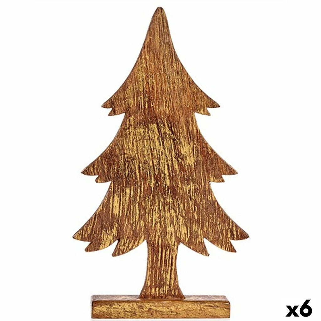 Decorative Christmas Tree Figure, Gold, Wood, 5 x 39 x 22 cm (6 Units)