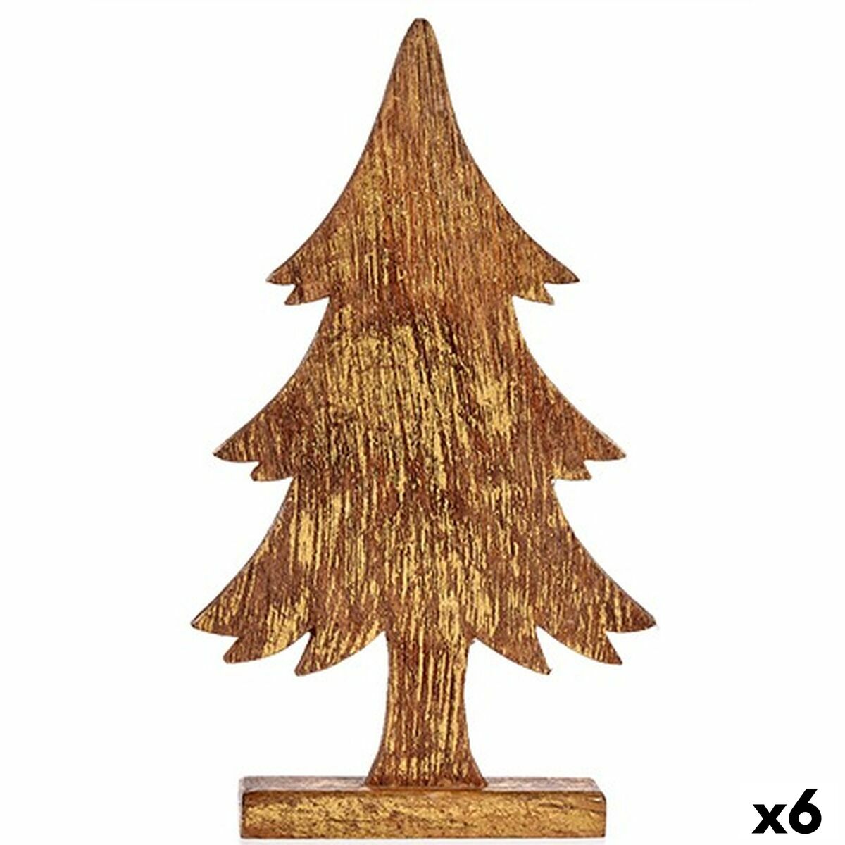 Decorative Christmas Tree Figure, Gold, Wood, 5 x 39 x 22 cm (6 Units)