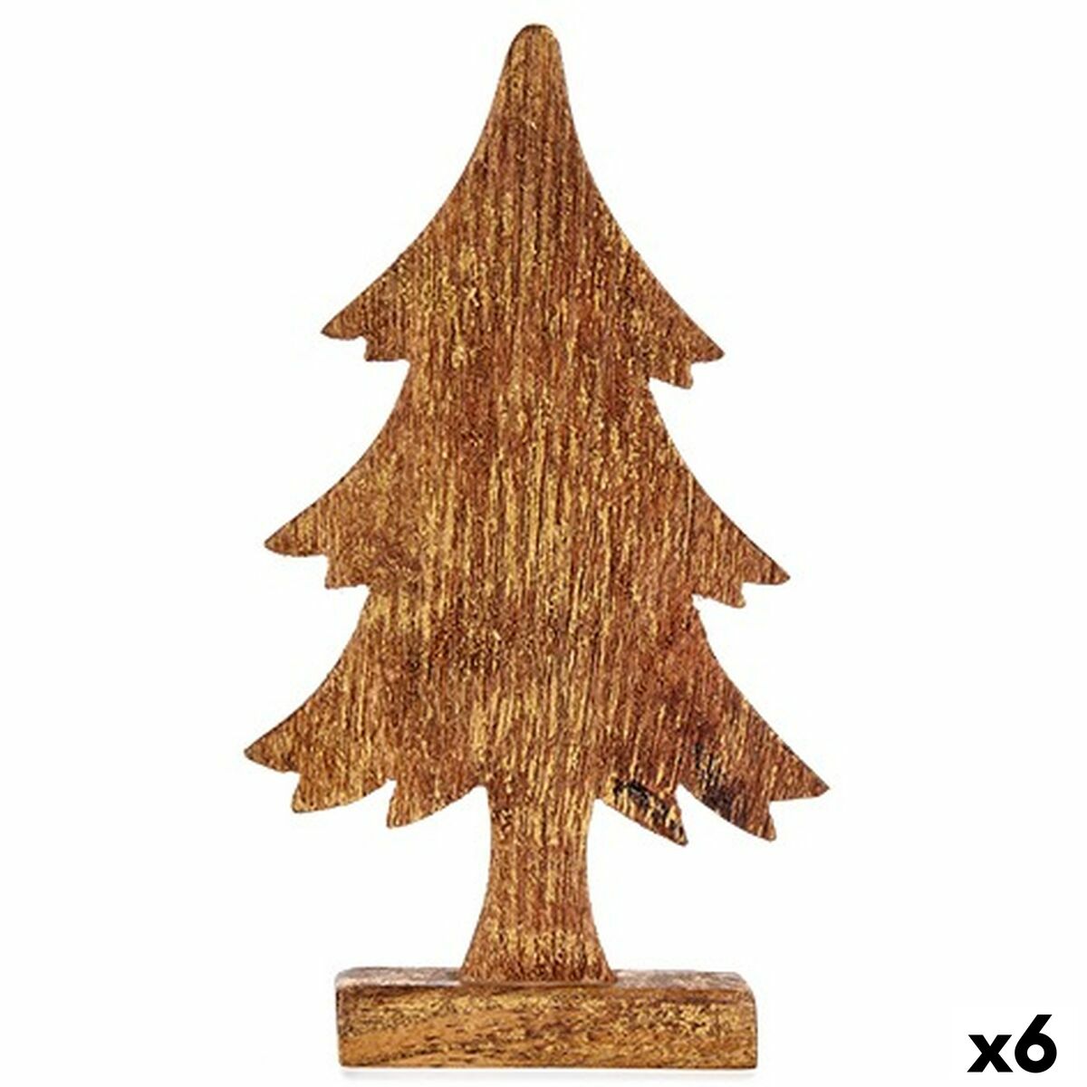 Decorative Christmas Tree Figure, Gold, Wood, 5 x 31 x 15.5 cm (6 Units)
