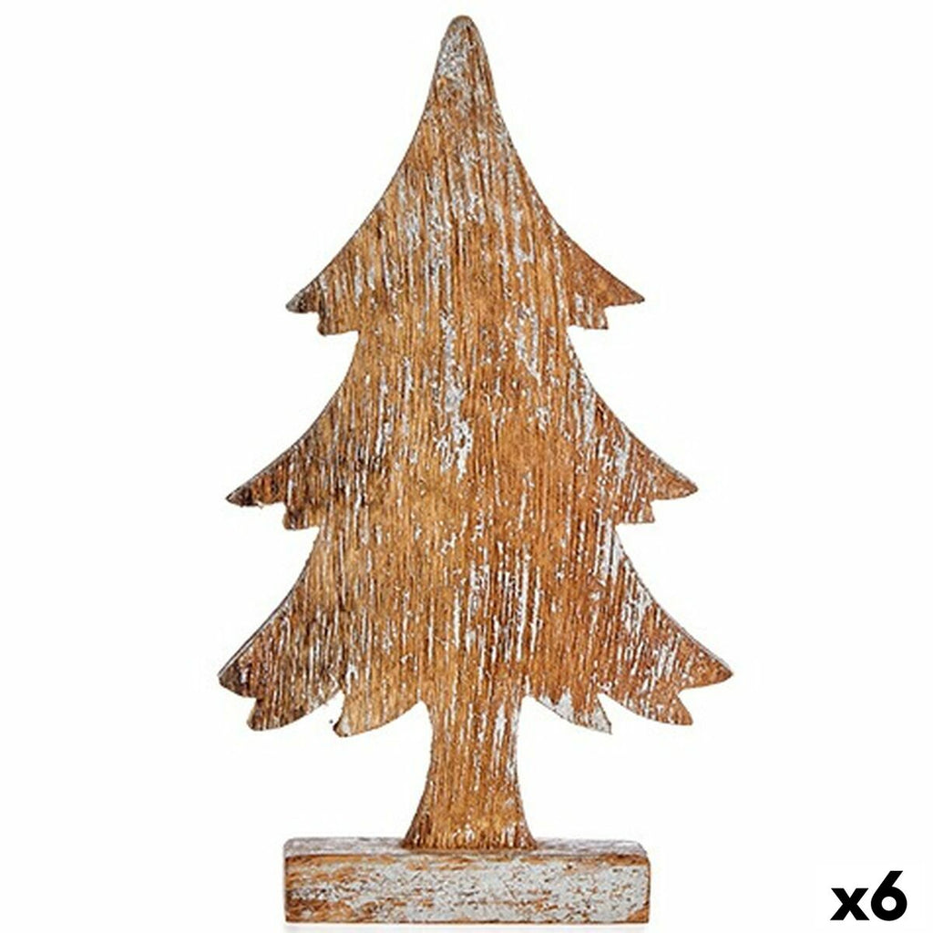 Decorative Christmas Tree Figure, Silver, Wood, 5 x 31 x 15 cm (6 Units)