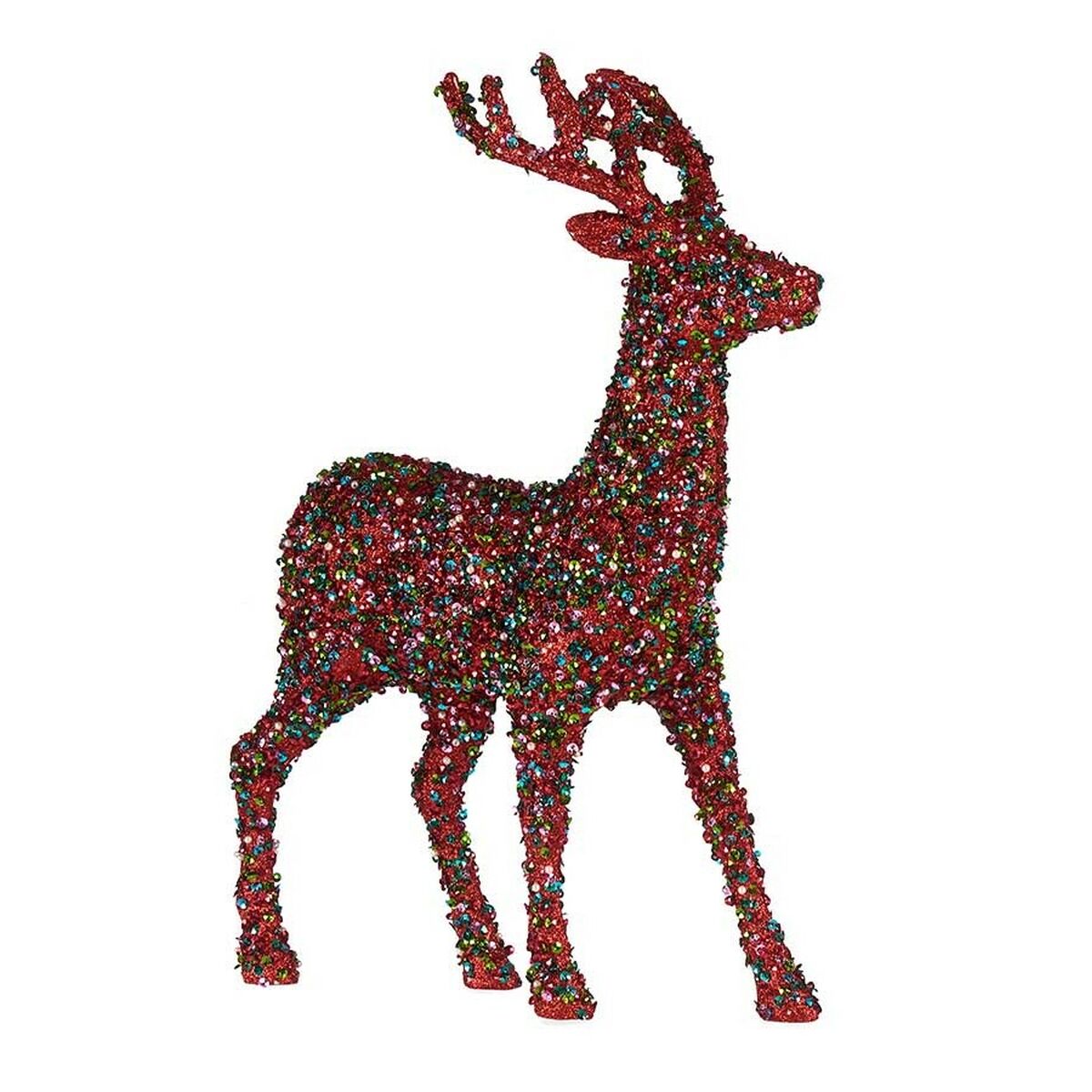 Figura Decorativa Rena de Natal Purpurina Multicolor Plástico 15 x 45 x 30 cm (8 Unidades)