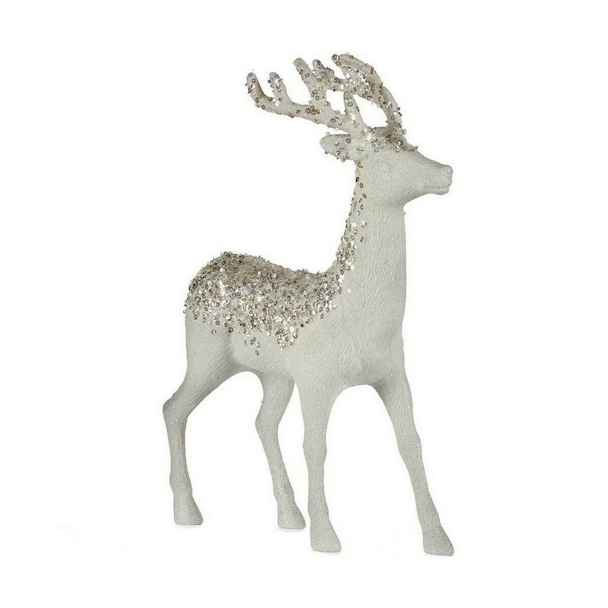 White Plastic Christmas Reindeer 15 x 45 x 30 cm (2 Units)