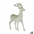 White Plastic Christmas Reindeer 15 x 45 x 30 cm (2 Units)