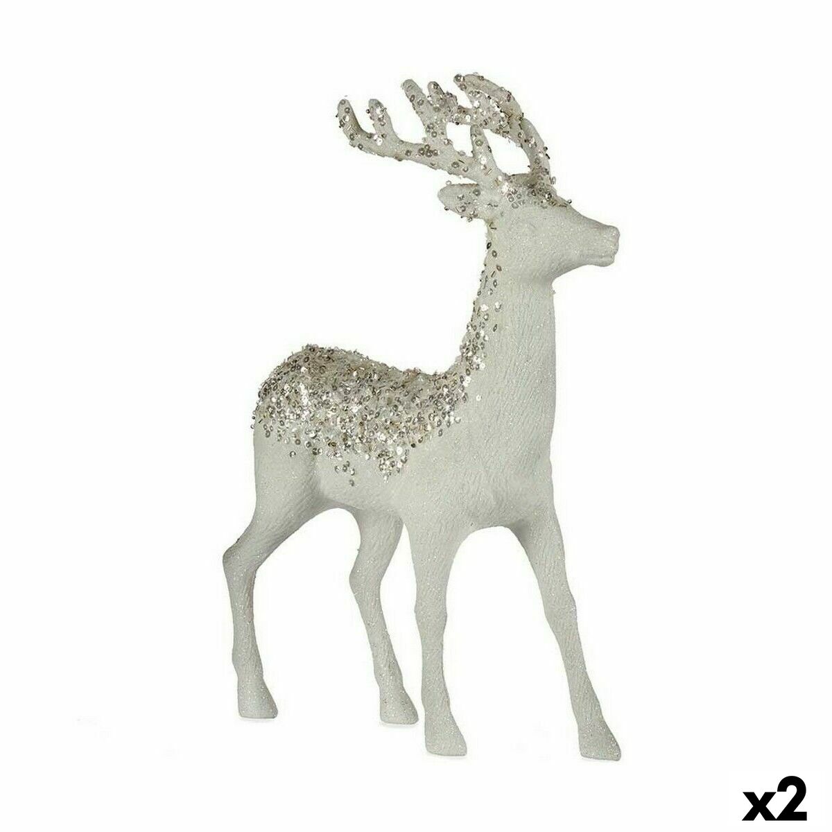 White Plastic Christmas Reindeer 15 x 45 x 30 cm (2 Units)