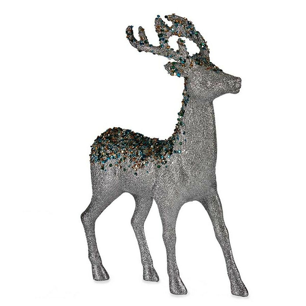 Decorative Christmas Reindeer Figure, Silver, Plastic, 15 x 45 x 30 cm (2 Units)
