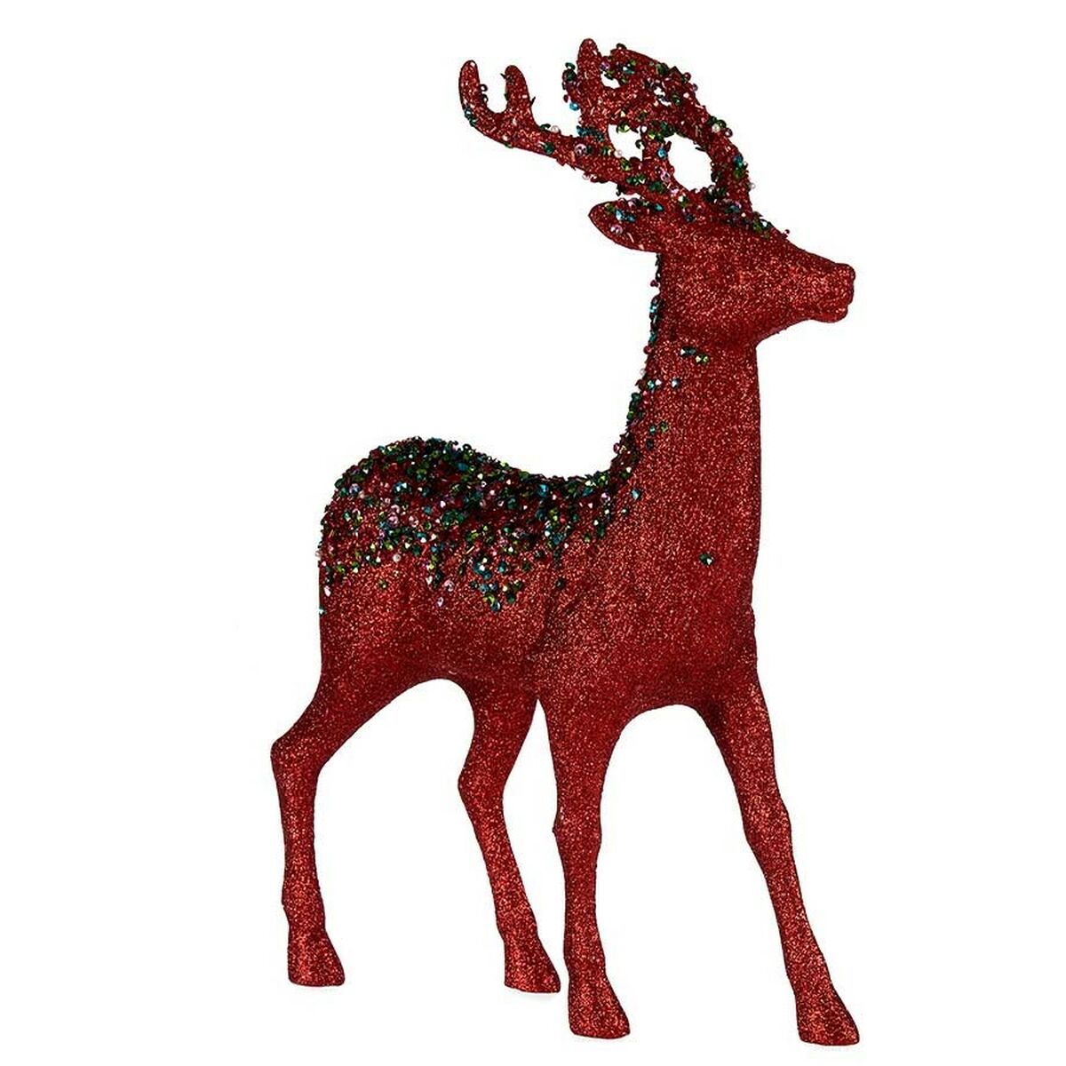 Decorative Christmas Reindeer Figure, Red, Plastic, 15 x 45 x 30 cm (2 Units)