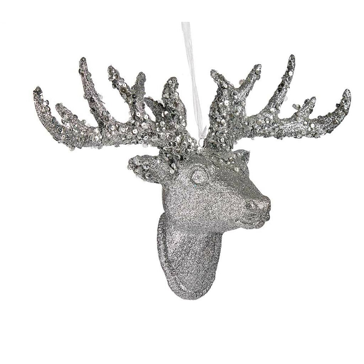 Christmas Ornament Reindeer Necklace Silver Plated 32 cm (4 Units)