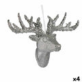 Christmas Ornament Reindeer Necklace Silver Plated 32 cm (4 Units)