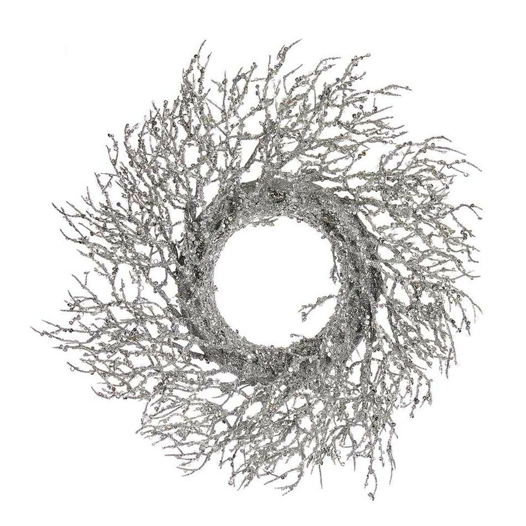 Christmas Wreath with Silver Plastic Branch, 50 x 10 x 50 cm (2 Units)