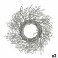 Christmas Wreath with Silver Plastic Branch, 50 x 10 x 50 cm (2 Units)