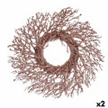 Christmas Wreath with Pink Branch, Plastic, 50 x 10 x 50 cm (2 Units)