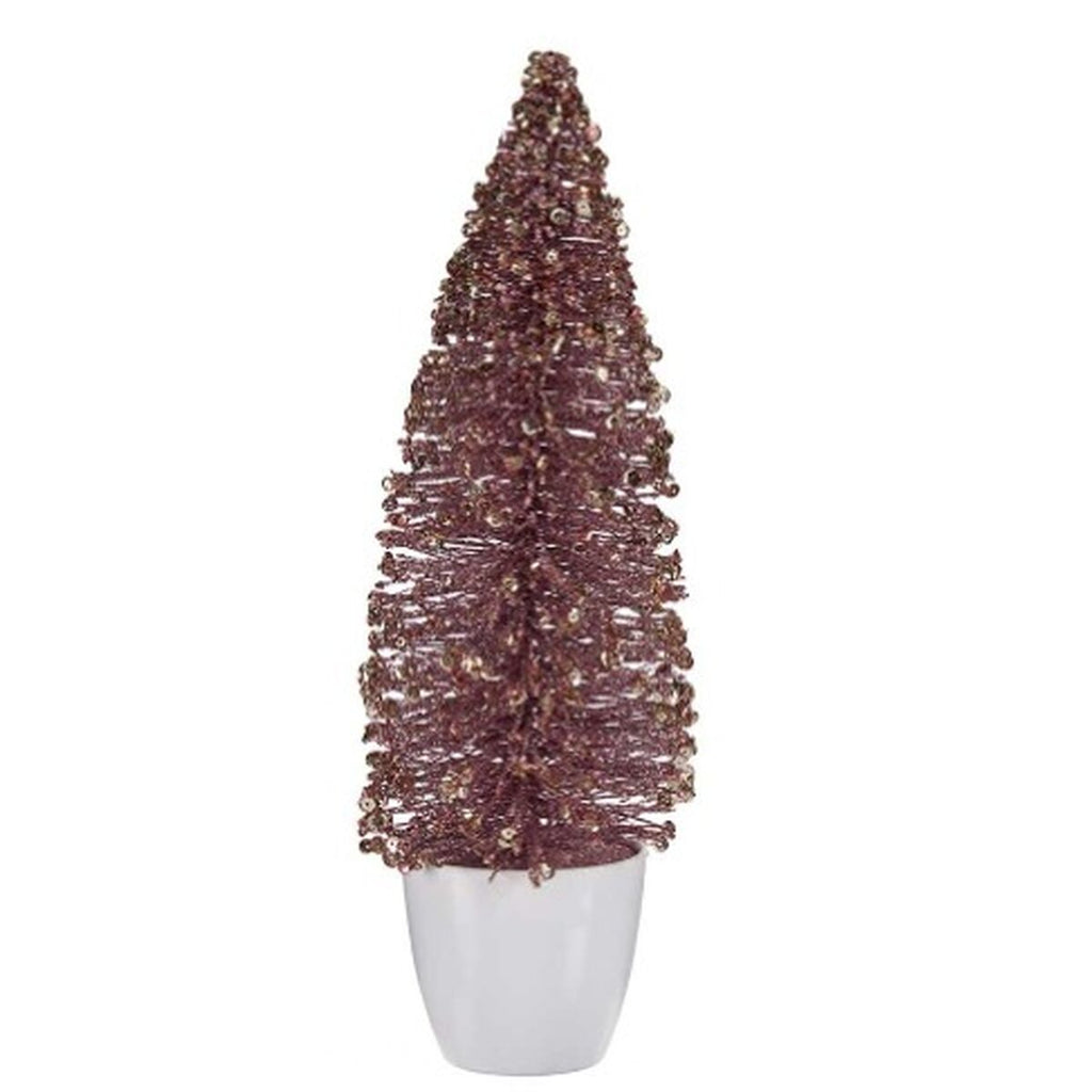 Decorative Christmas Tree Figure, Pink and Gold, 10 x 33 x 10 cm (6 Units)