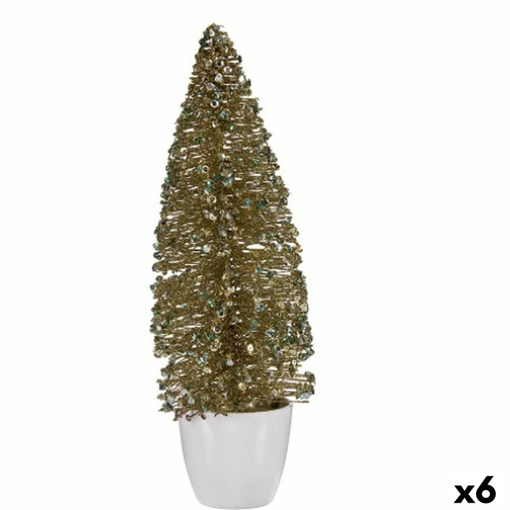 Decorative Christmas Tree Figure, Bronze Gold, Plastic, 10 x 33 x 10 cm (6 Units)