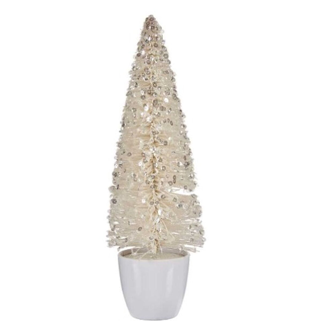 Decorative Christmas Tree Figure, White Plastic, 10 x 33 x 10 cm (6 Units)