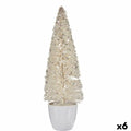 Decorative Christmas Tree Figure, White Plastic, 10 x 33 x 10 cm (6 Units)