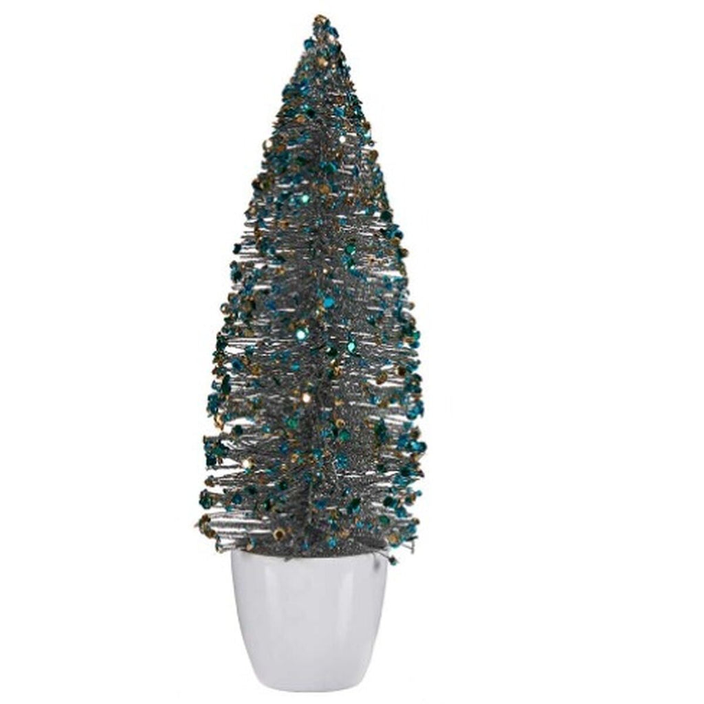 Decorative Christmas Tree Figure, Blue and Gold, Plastic, 10 x 33 x 10 cm (6 Units)