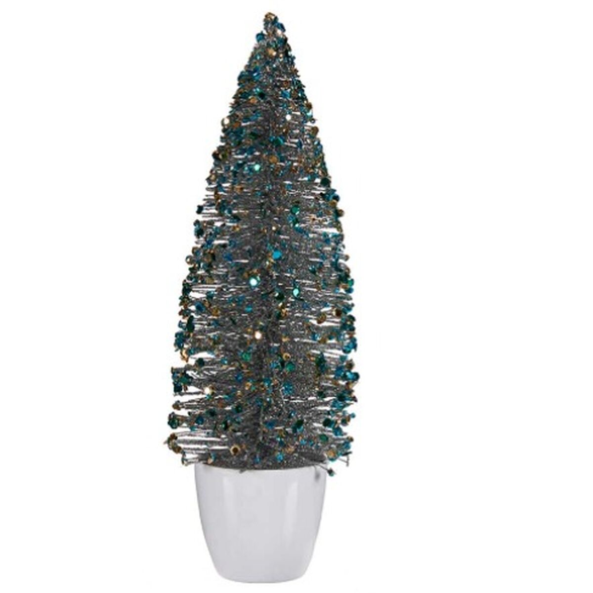 Decorative Christmas Tree Figure, Blue and Gold, Plastic, 10 x 33 x 10 cm (6 Units)