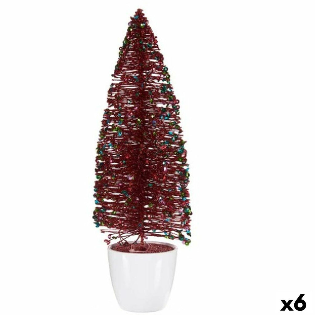 Decorative Christmas Tree Figure, Red Plastic, 10 x 33 x 10 cm (6 Units)