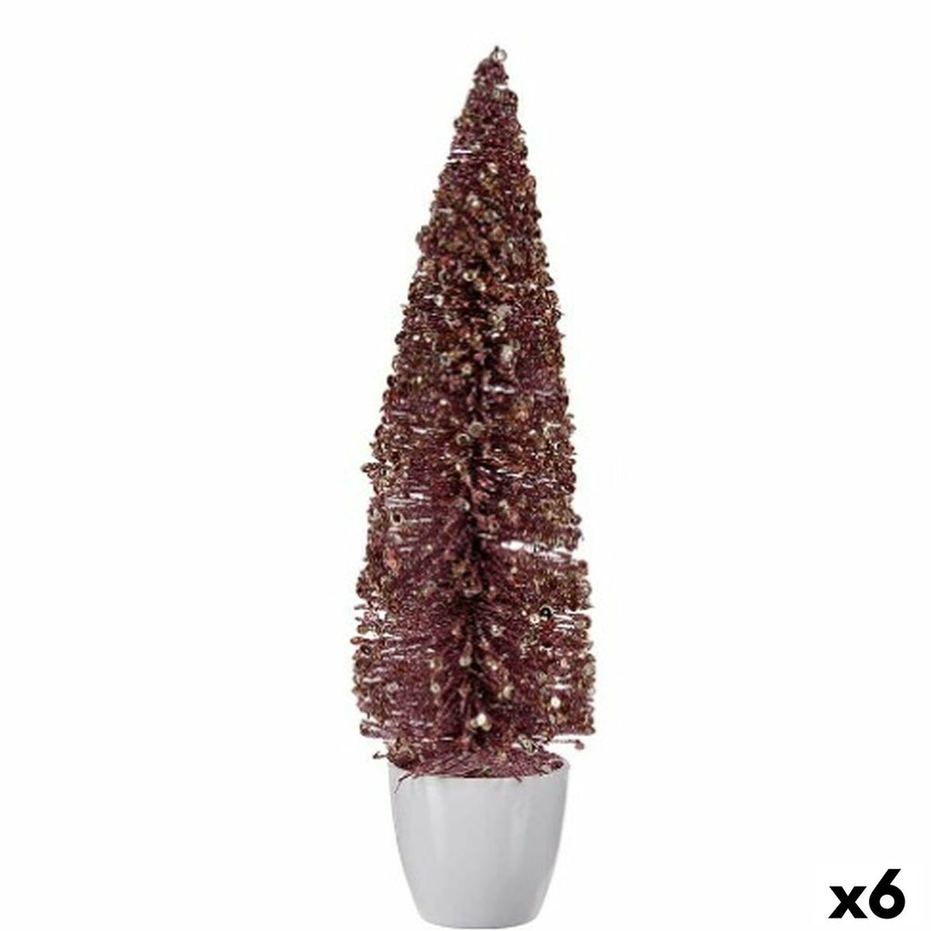 Decorative Pink Plastic Christmas Tree Figure 10 x 38 x 10 cm (6 Units)