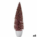 Decorative Pink Plastic Christmas Tree Figure 10 x 38 x 10 cm (6 Units)