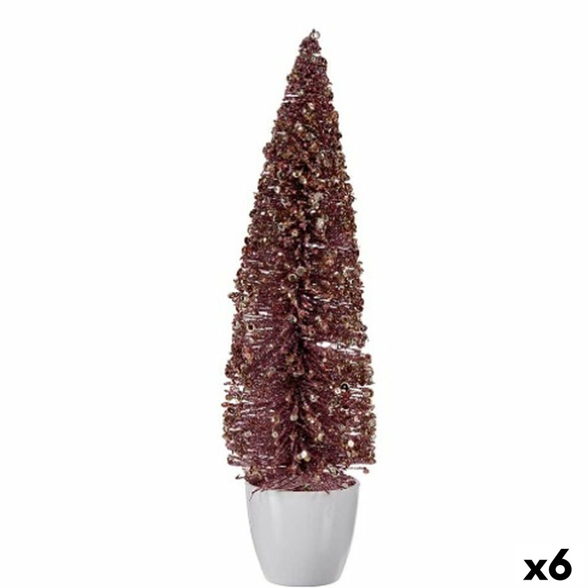 Decorative Pink Plastic Christmas Tree Figure 10 x 38 x 10 cm (6 Units)