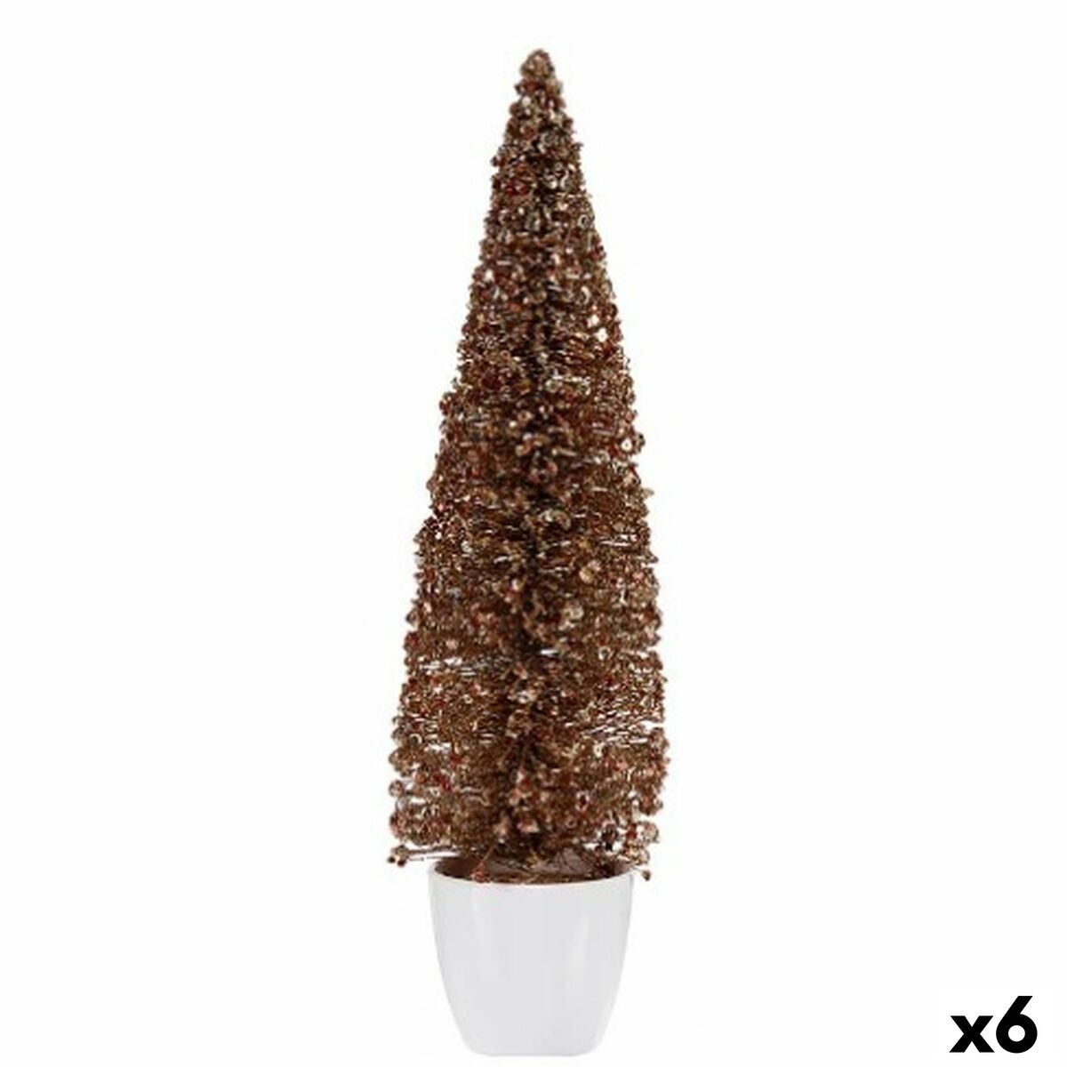 Decorative Christmas Tree Figure, Bronze Gold, Plastic, 10 x 38 x 10 cm (6 Units)
