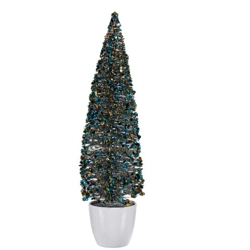 Decorative Christmas Tree Figure, Blue and Gold, Plastic, 10 x 38 x 10 cm (6 Units)