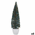 Decorative Christmas Tree Figure, Blue and Gold, Plastic, 10 x 38 x 10 cm (6 Units)
