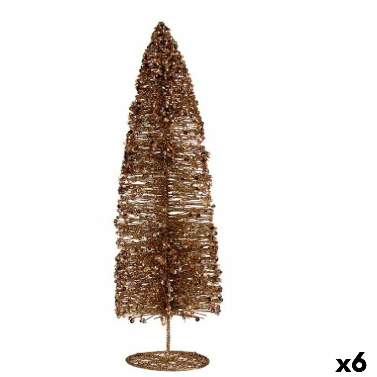 Decorative Christmas Tree Figurine with Gold Sequins, 10 x 41 x 10 cm (6 Units)