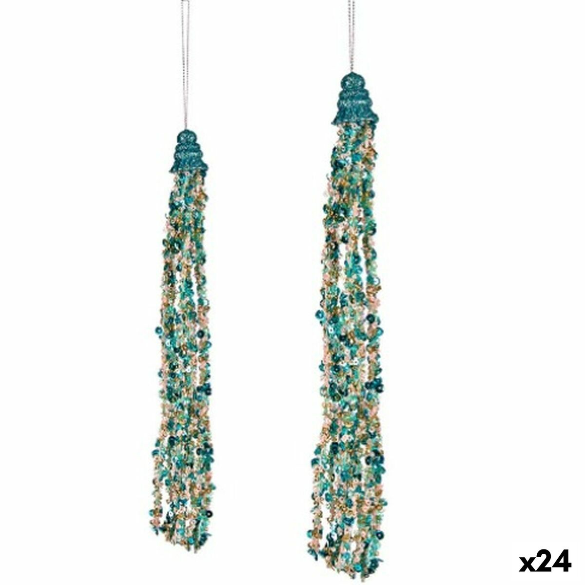Christmas Ornament Necklace Garlands Blue (24 Units)