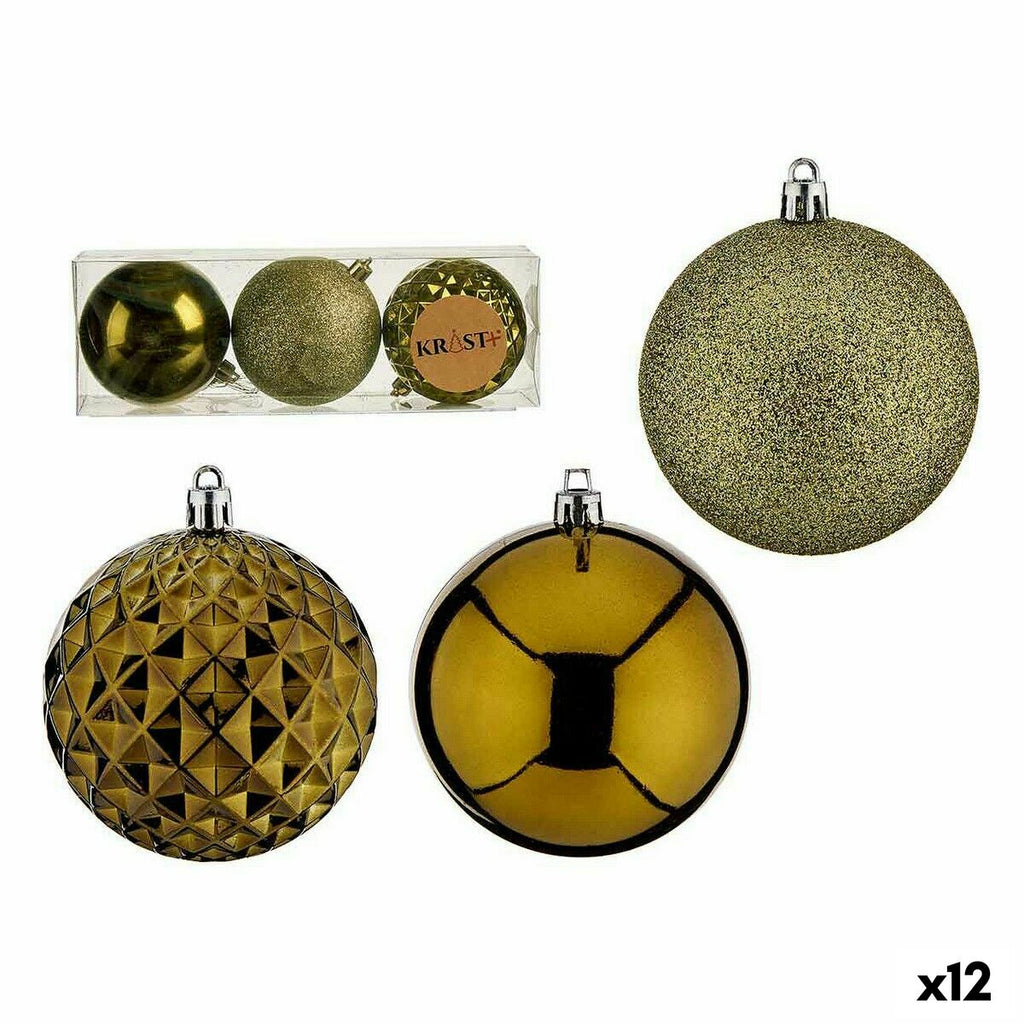 Set of 12 Green PVC Christmas Balls, Ø 8 cm