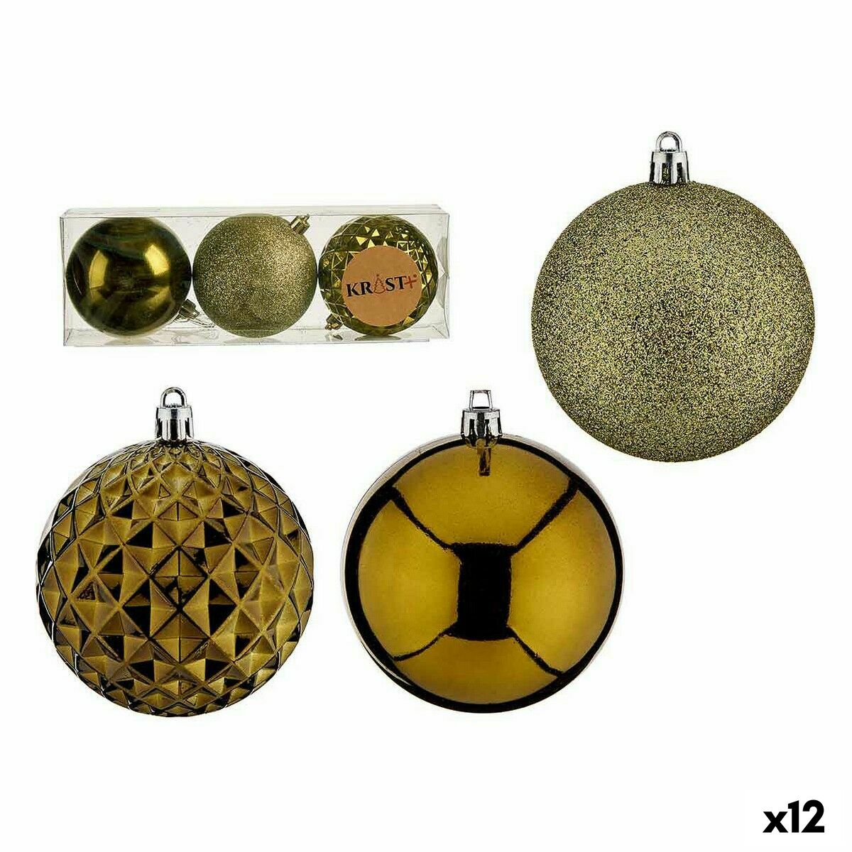 Set of 12 Green PVC Christmas Balls, Ø 8 cm
