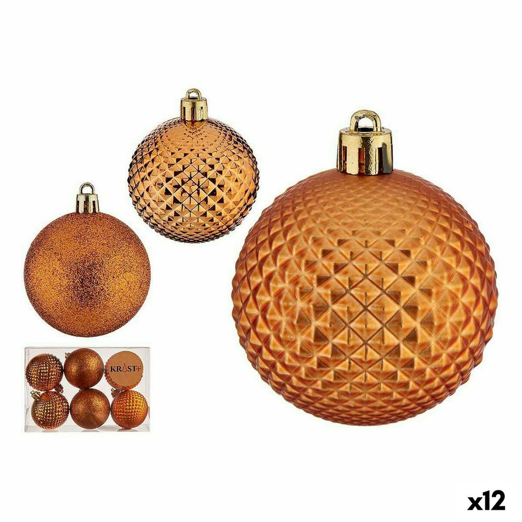 Set of 12 Orange PVC Christmas Balls, 6 cm