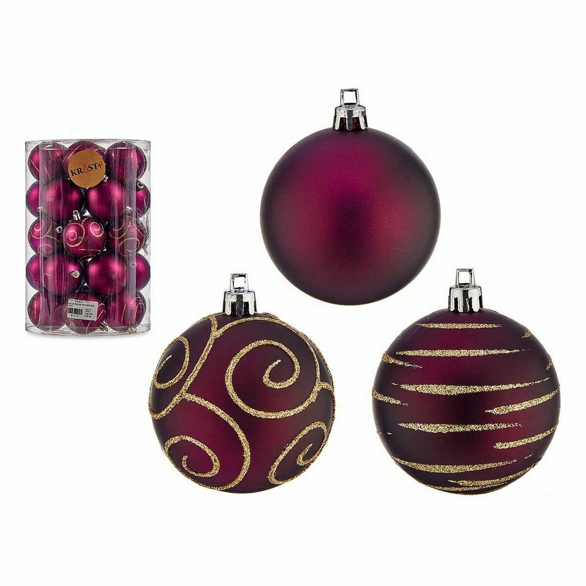 Conjunto de bolas de Natal Roxo PVC Ø 6 cm (4 Unidades)