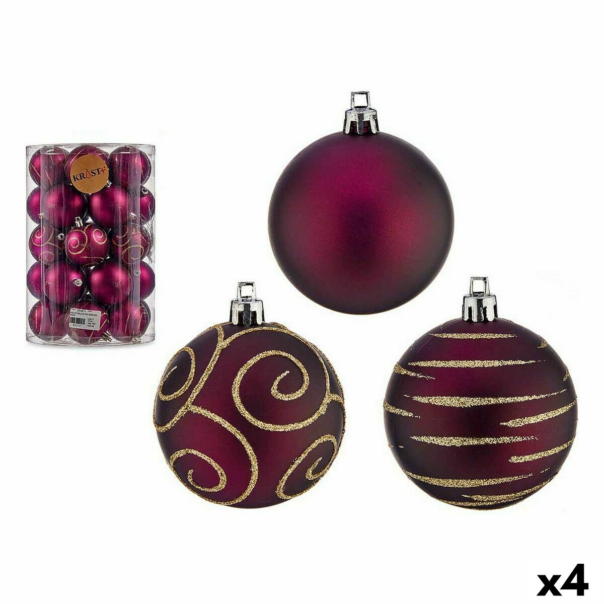 Conjunto de bolas de Natal Roxo PVC Ø 6 cm (4 Unidades)