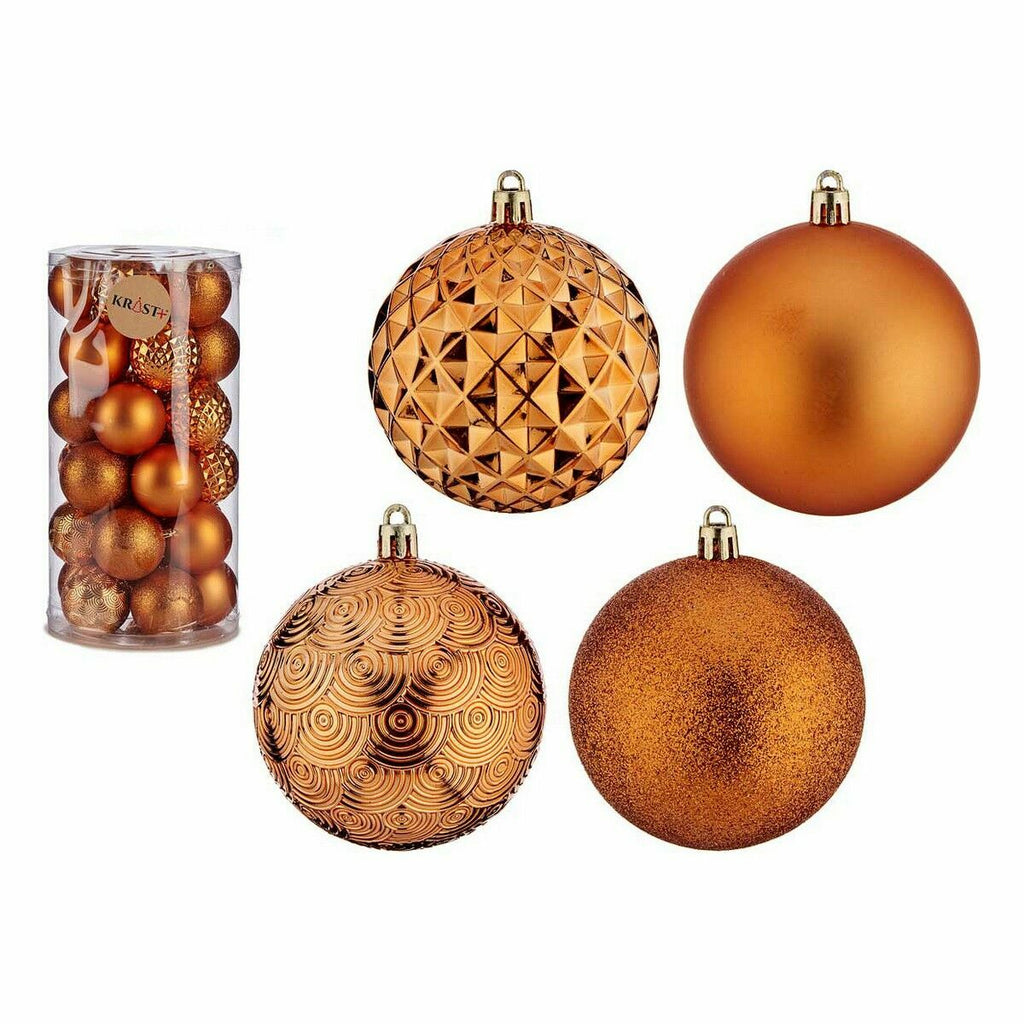 Set of 4 Orange PVC Christmas Balls, 8 cm