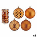 Set of 4 Orange PVC Christmas Balls, 8 cm