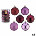 Set of 6 Purple Plastic Christmas Balls, 6 x 7 x 6 cm