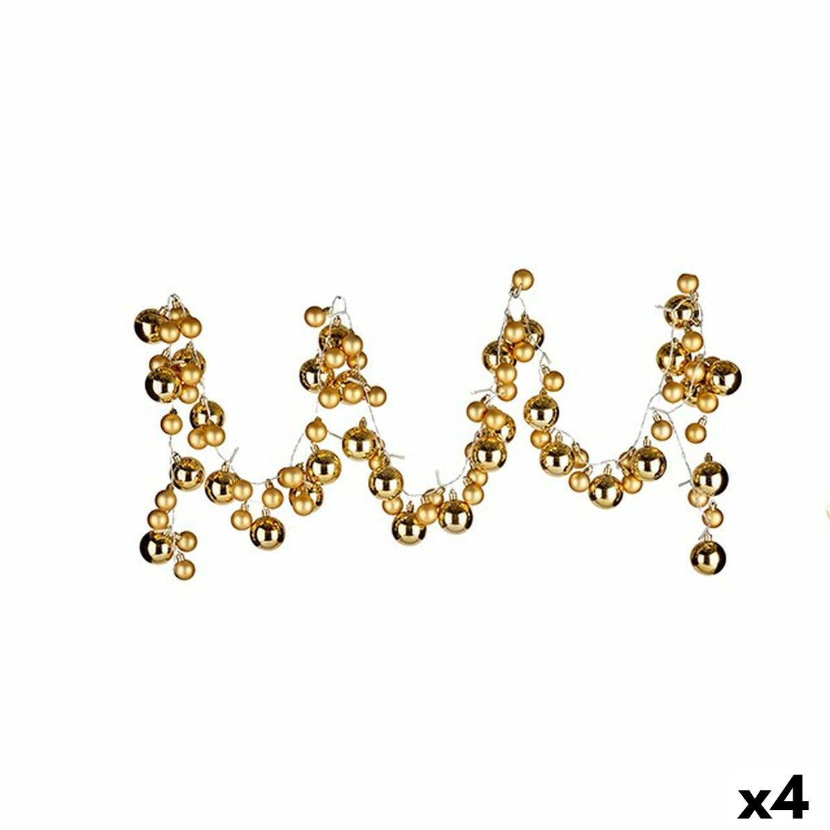 Christmas Garland with Lightweight LED Christmas Balls, 2.36 m, Gold PVC (4 Units)