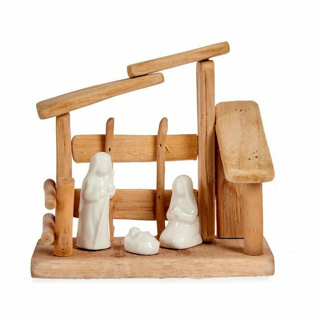 Nativity Scene, Natural White, Wood, Ceramic, 18 x 17 x 8 cm (2 Units)