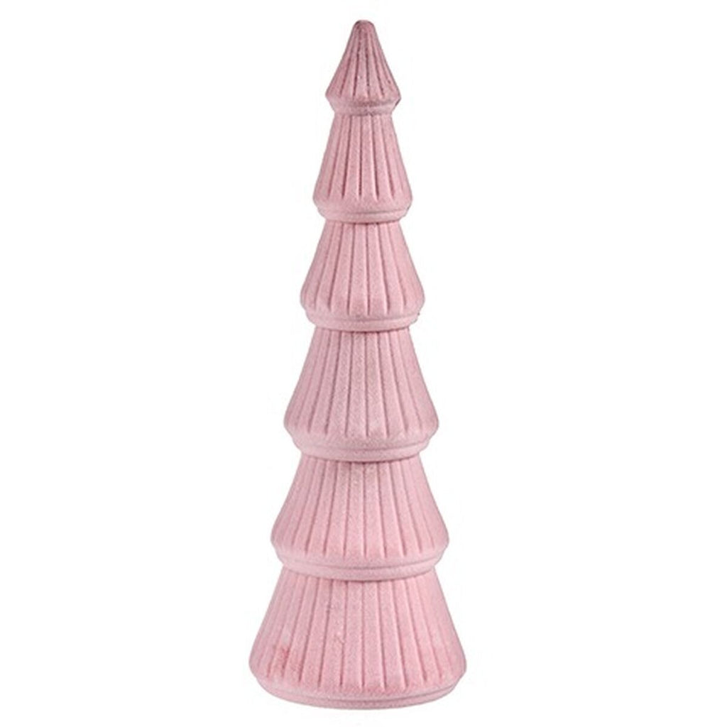Pink Velvet Wooden Christmas Tree 12 x 34.5 x 12 cm (8 Units)