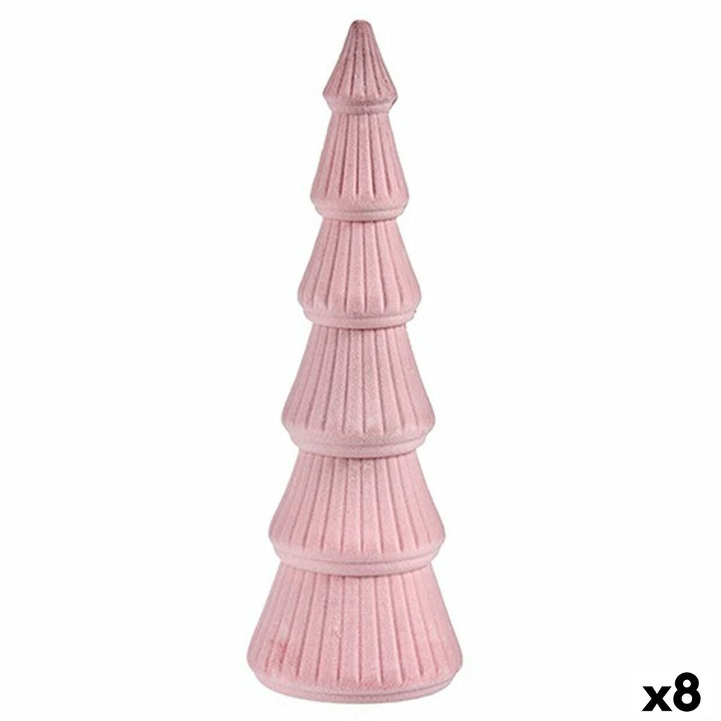 Pink Velvet Wooden Christmas Tree 12 x 34.5 x 12 cm (8 Units)