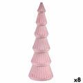 Pink Velvet Wooden Christmas Tree 12 x 34.5 x 12 cm (8 Units)