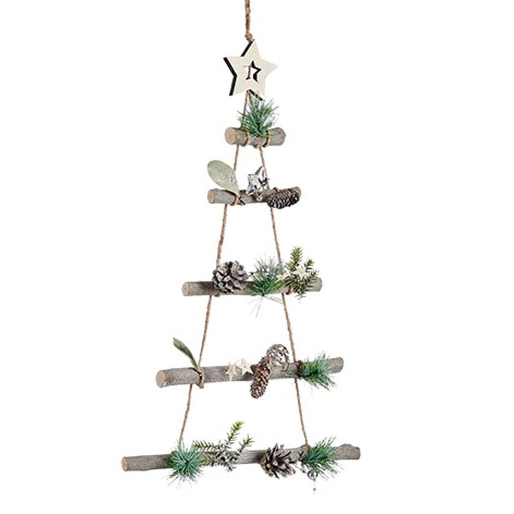 Krist+ 95851 Brown Silver Wood Plastic Christmas Tree Ornament 34 x 5 x 65 cm (6 Units)