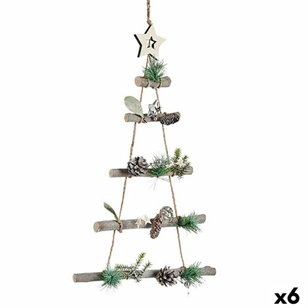 Krist+ 95851 Brown Silver Wood Plastic Christmas Tree Ornament 34 x 5 x 65 cm (6 Units)