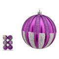 Krist+ 00858 Purple Silver PVC Christmas Ball Set 10 cm (6 Units)
