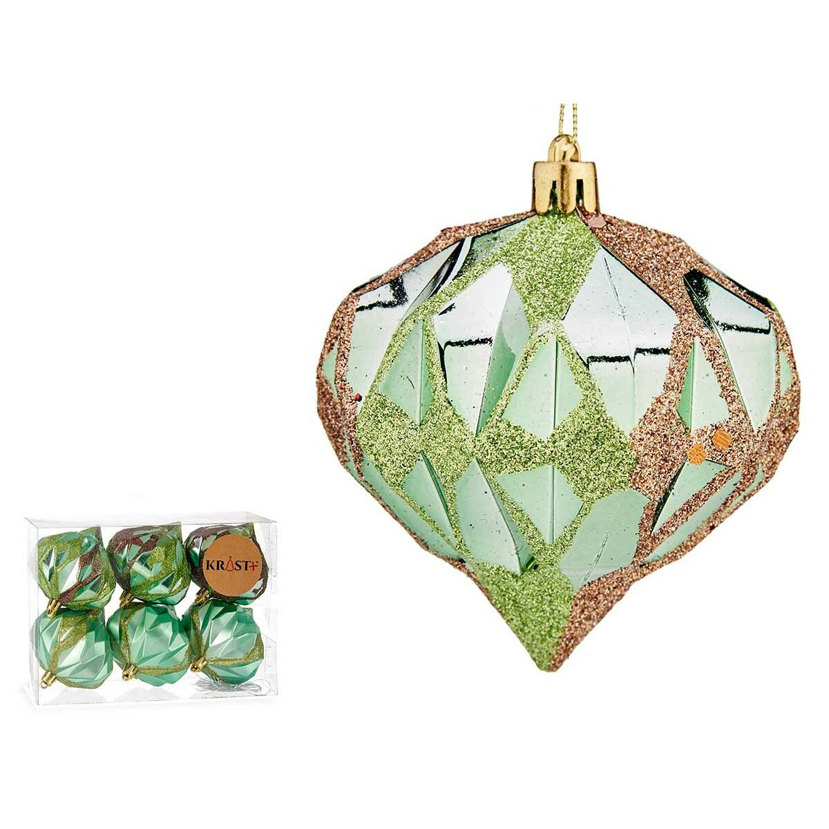 Krist+ Christmas Ball Set 00893 Green Plastic Diamond (12 Units)