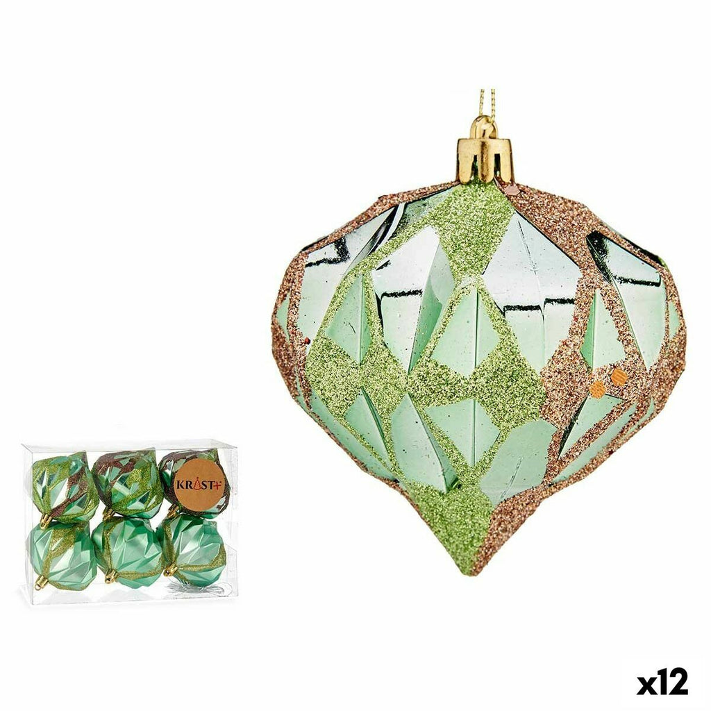 Krist+ Christmas Ball Set 00893 Green Plastic Diamond (12 Units)