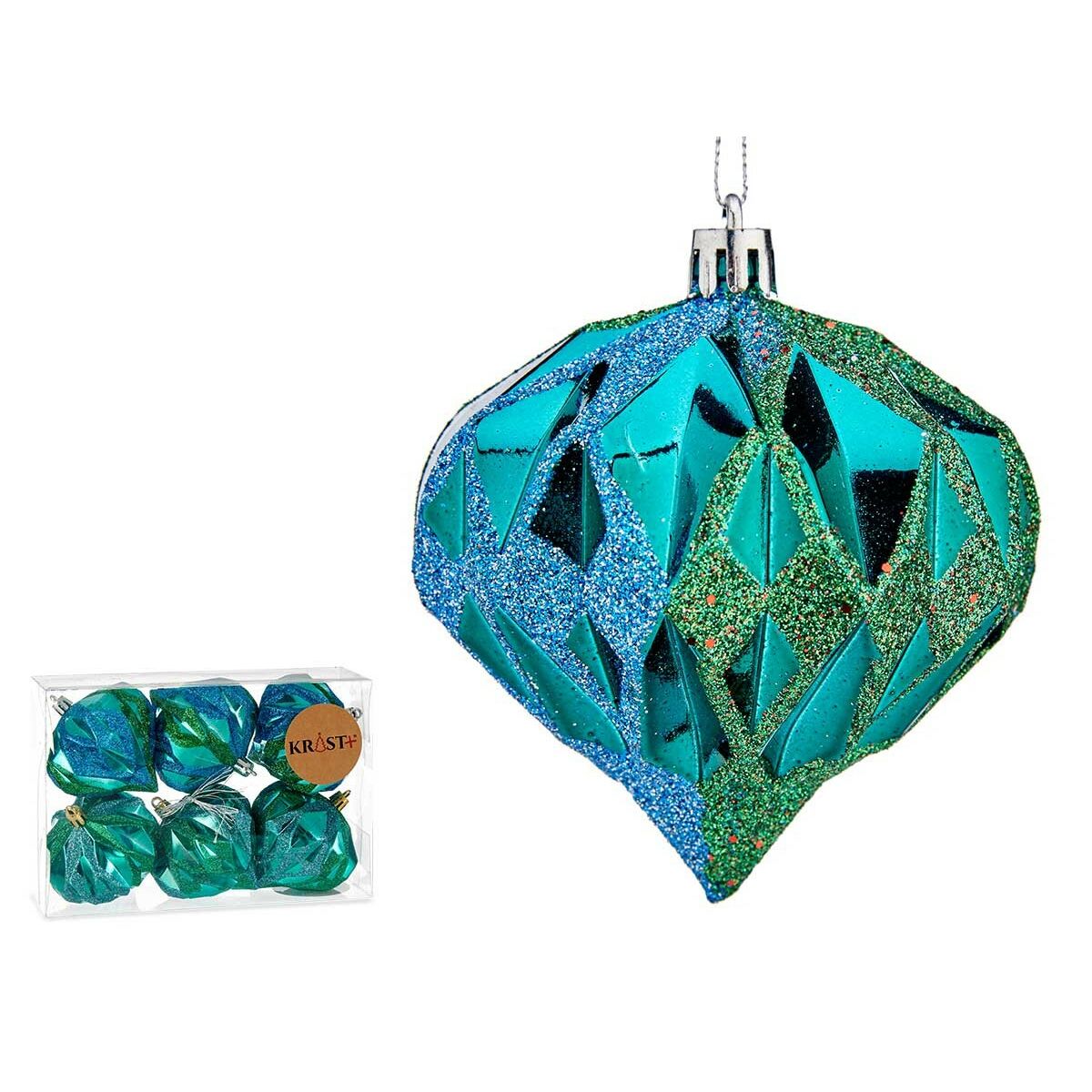 Krist+ Christmas Ball Set 00897 Blue Plastic Diamond (12 Units)