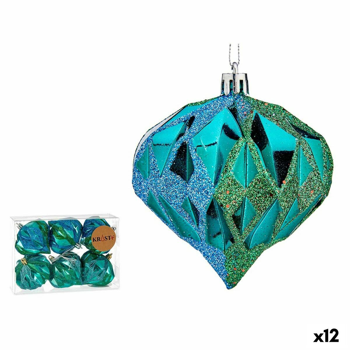 Krist+ Christmas Ball Set 00897 Blue Plastic Diamond (12 Units)